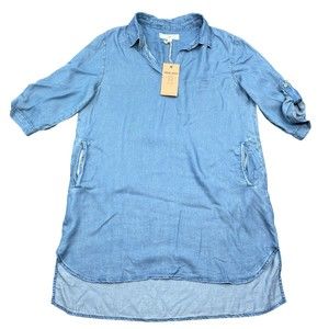 NWT Thread and Supply Top Women's Size Large Blue Chambray 1/2 Sleeve Shirt